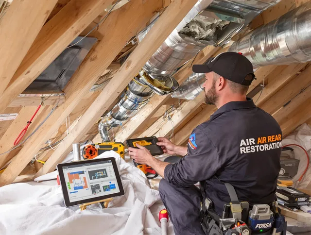 Somerset Air Duct Cleaning technician performing precise duct repair work in Somerset