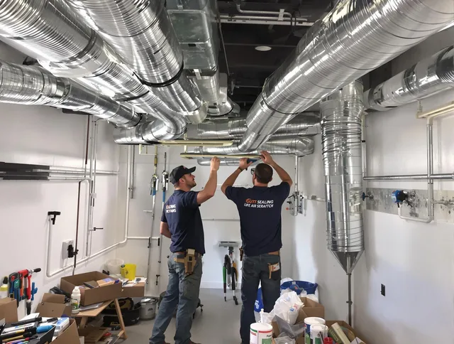 Somerset Air Duct Cleaning technician applying professional duct sealing solutions in Somerset
