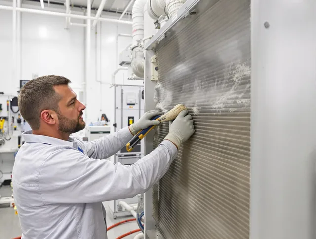 Somerset Air Duct Cleaning technician performing precision commercial coil cleaning at a Somerset business