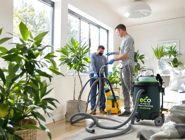 Somerset Air Duct Cleaning technician performing eco-friendly duct cleaning using sustainable methods in Somerset