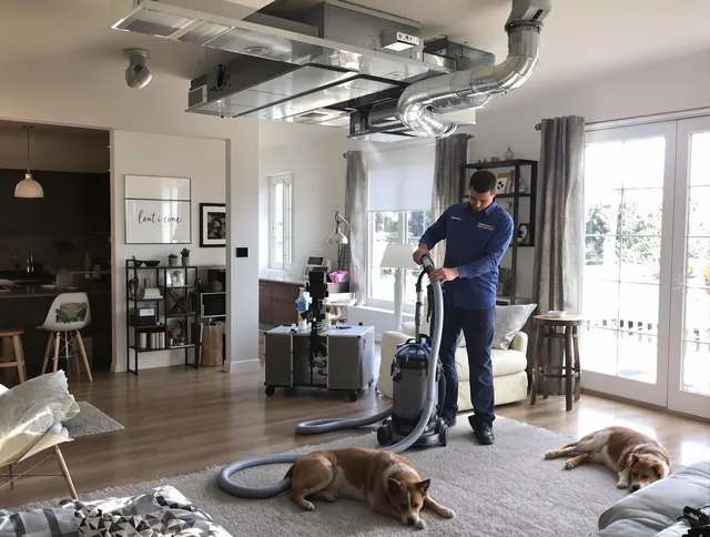 Somerset Air Duct Cleaning technician performing detailed indoor duct cleaning for improved air quality in Somerset