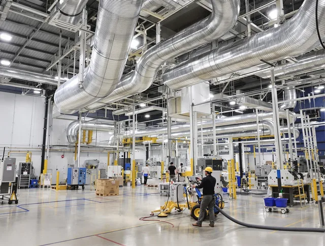 Somerset Air Duct Cleaning team performing comprehensive industrial duct cleaning at a large facility in Somerset